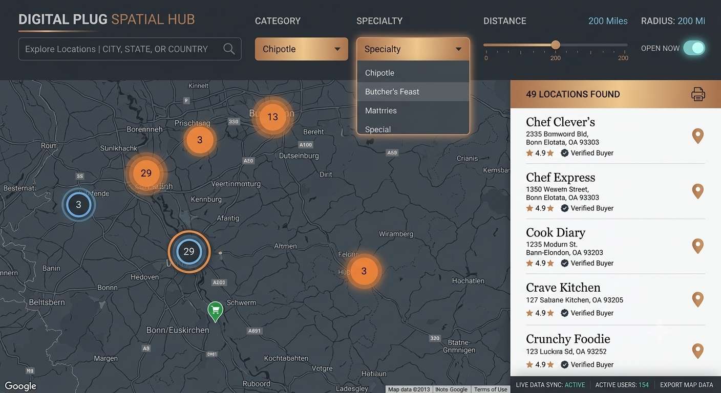 Immersive Map demo template - full-screen map with floating filters and results panel