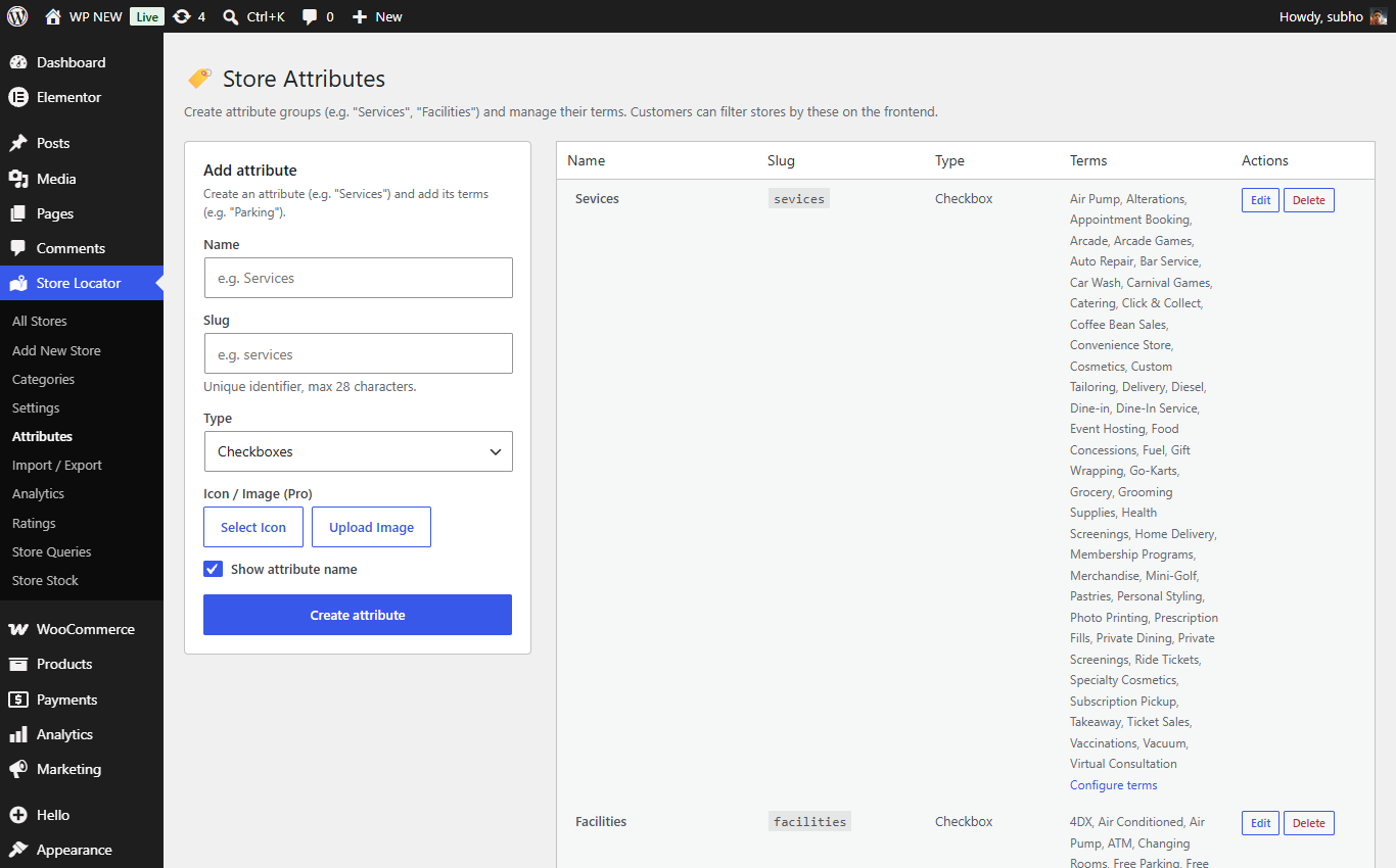 Attributes manager