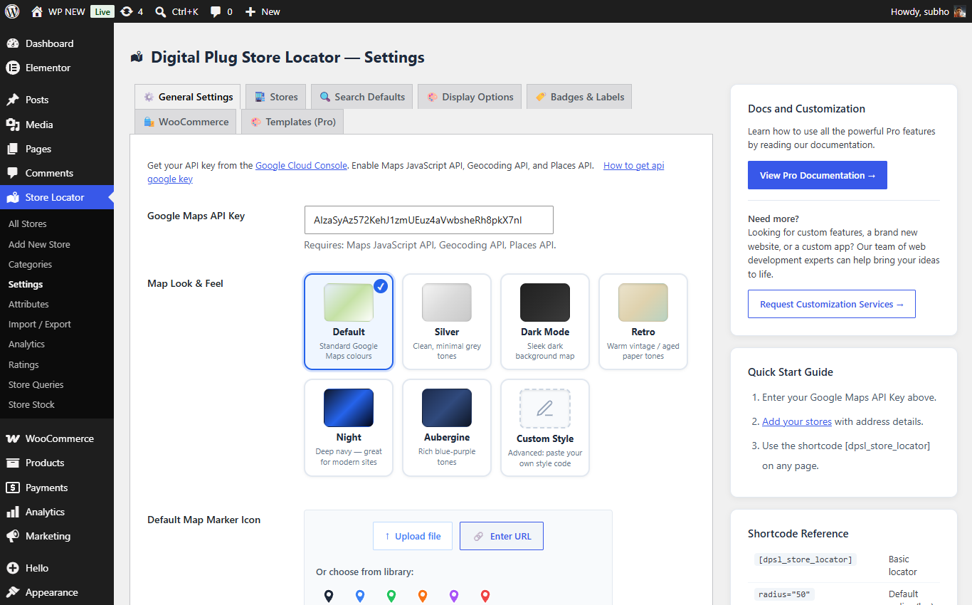 General settings